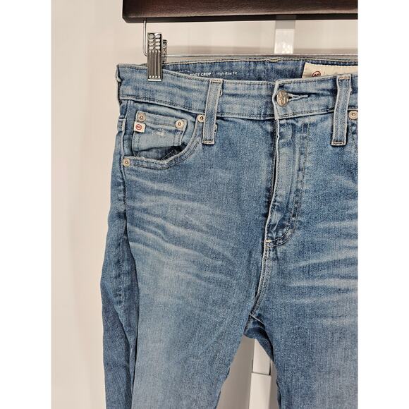 Adriano Goldschmied Womens 27 High Rise Farrah Boot Crop Blue Jeans Distressed - Picture 2 of 6